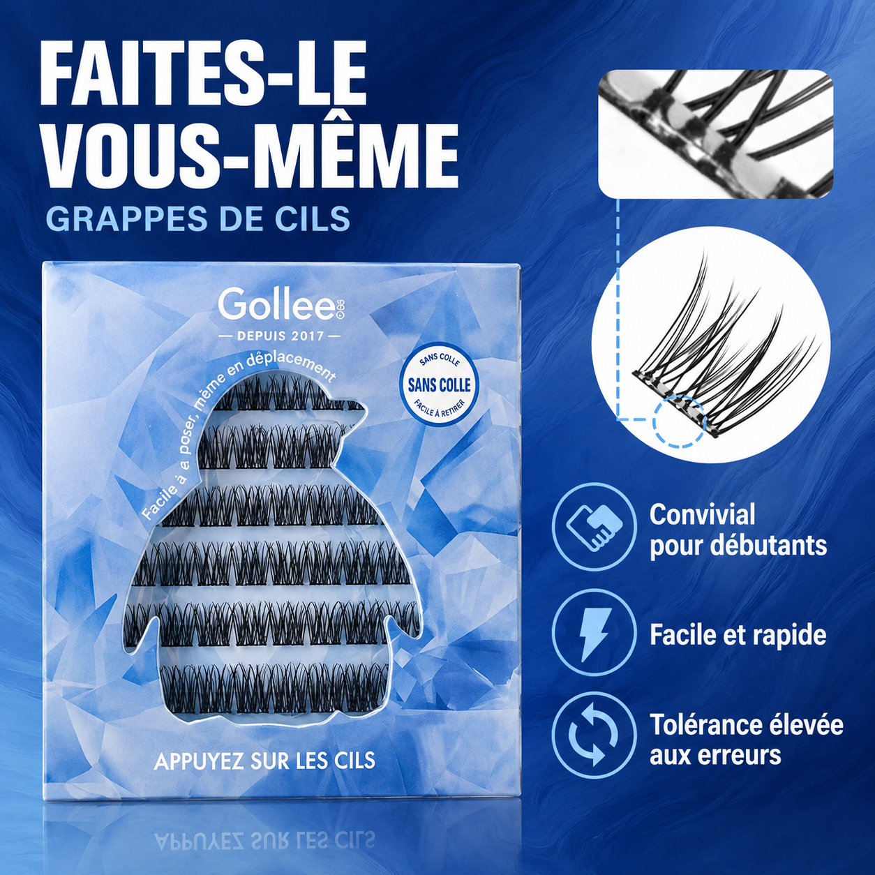 Cils DIY Clusters Gollee Sans Colle – Pose Facile à la Maison
