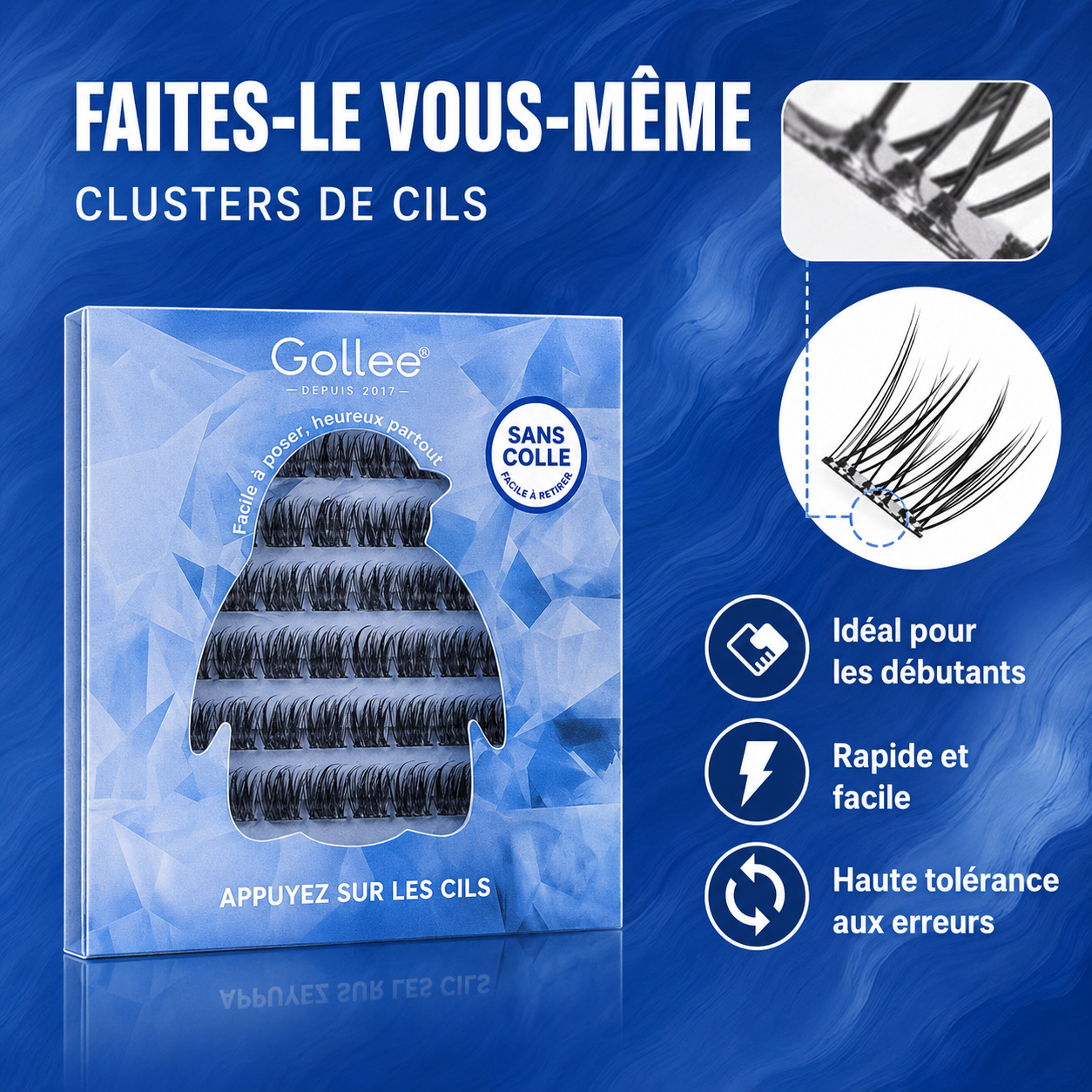 Cils DIY Clusters Gollee Sans Colle – Pose Facile à la Maison